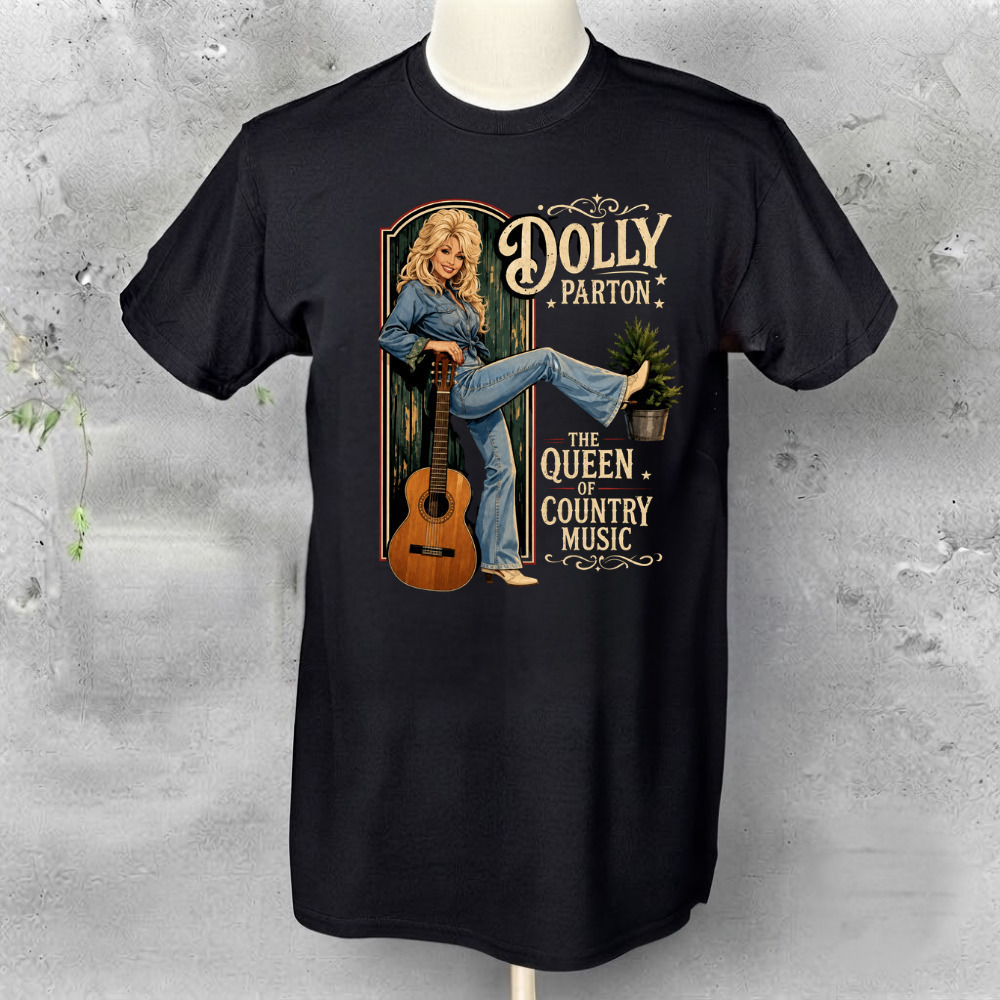 Dolly Parton The Queen Of Country Music Guitar Denim  Memories  T-Shirt